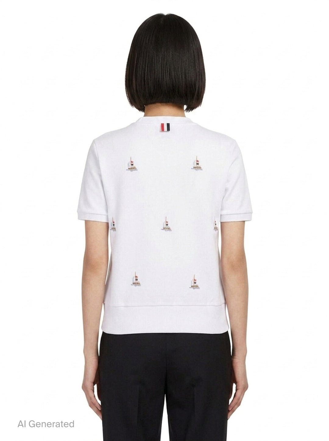 Short Sleeve Sailboat Embroidered Tee | Thom Browne | Club21 - back