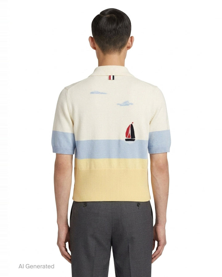Short Sleeve Sailboat Polo | Thom Browne | Club21 - back