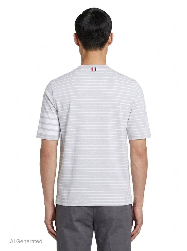Short Sleeve Stripe Pocket Tee | Thom Browne | Club21 - back