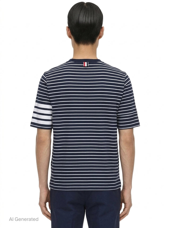 Short Sleeve Stripe Pocket Tee | Thom Browne | Club21 - back