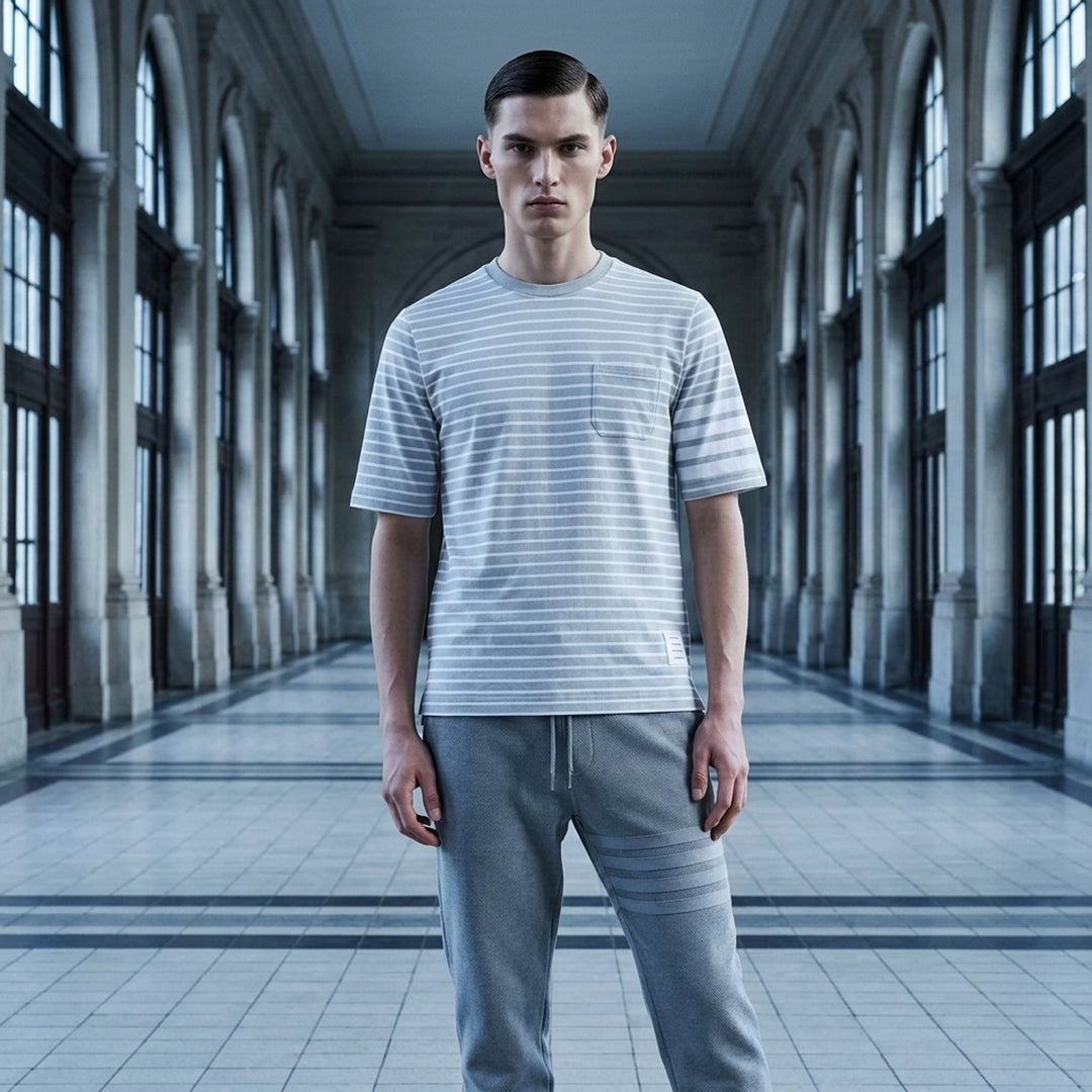 Short Sleeve Stripe Pocket Tee | Thom Browne | Club21 - lifestyle