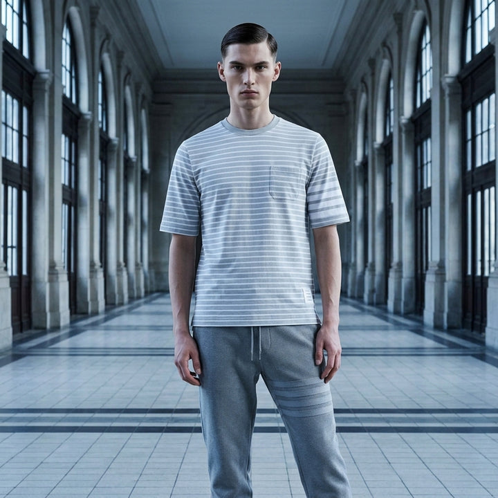 Short Sleeve Stripe Pocket Tee | Thom Browne | Club21 - lifestyle