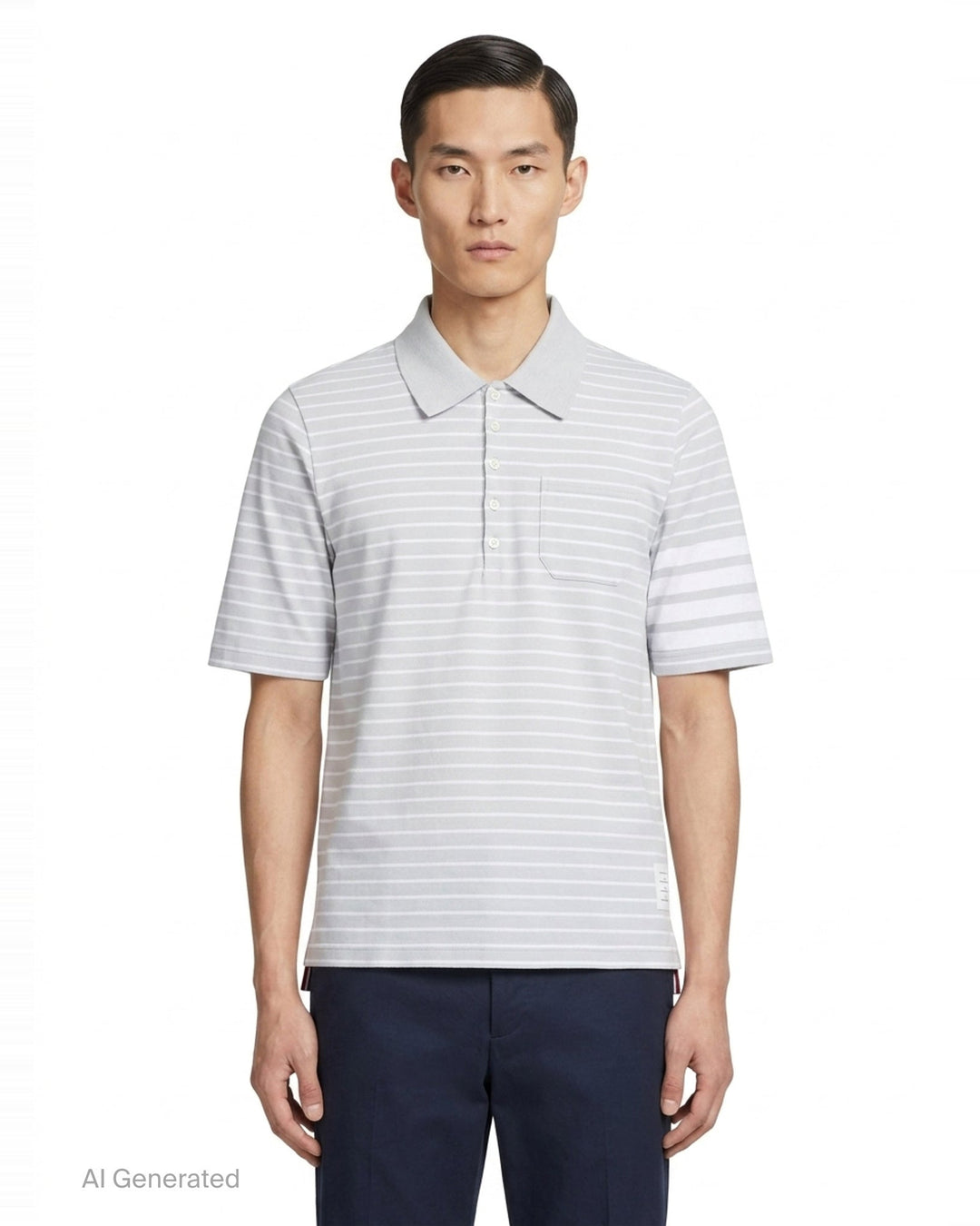 Short Sleeve Striped Polo | Thom Browne | Club21 - front