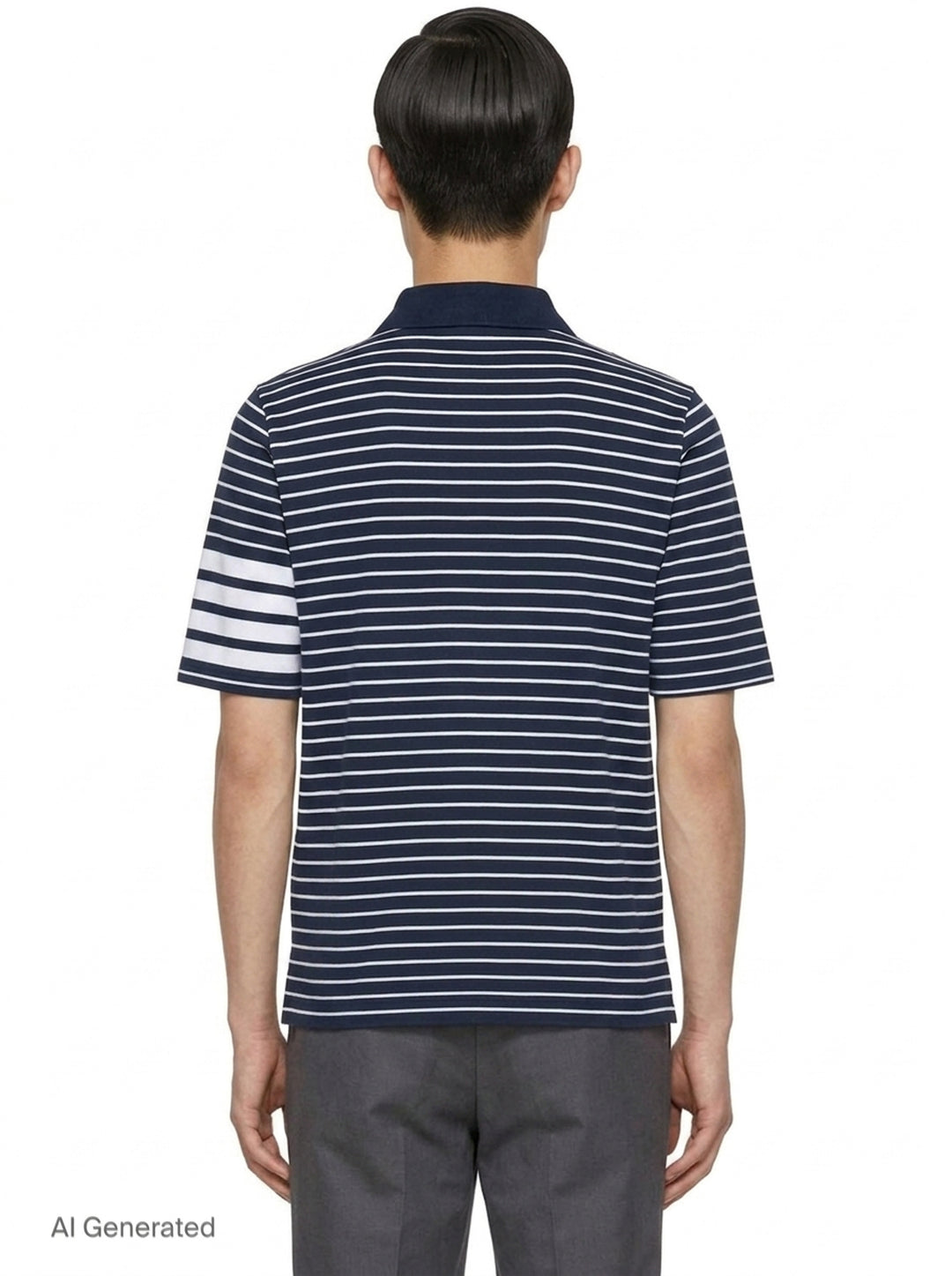 Short Sleeve Striped Polo | Thom Browne | Club21 - back
