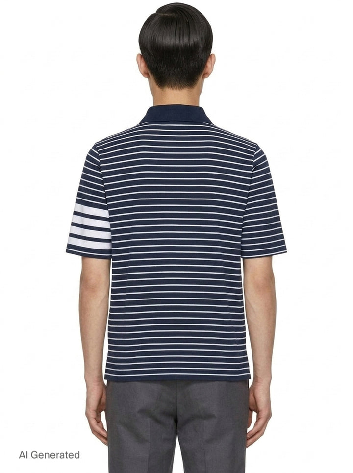 Short Sleeve Striped Polo | Thom Browne | Club21 - back