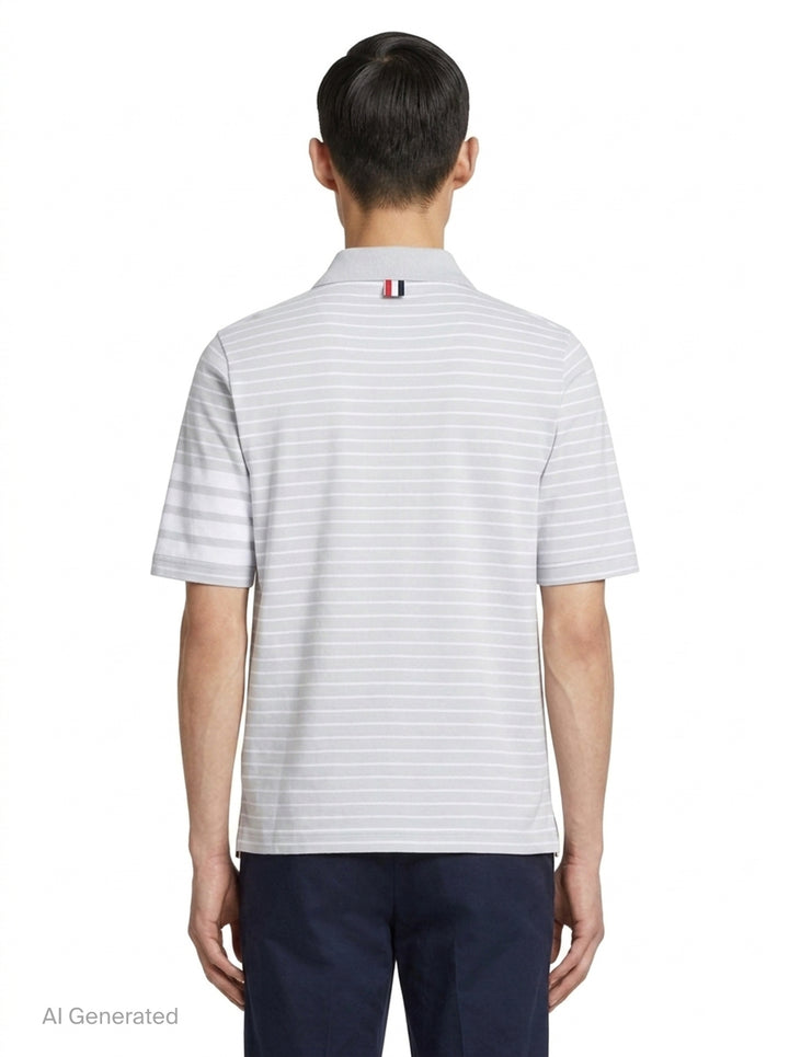 Short Sleeve Striped Polo | Thom Browne | Club21 - back