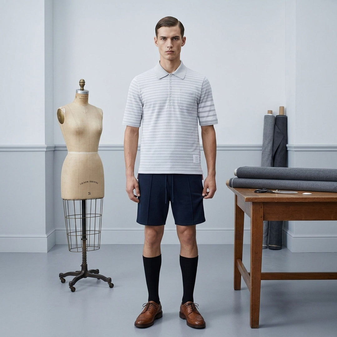 Short Sleeve Striped Polo | Thom Browne | Club21 - lifestyle