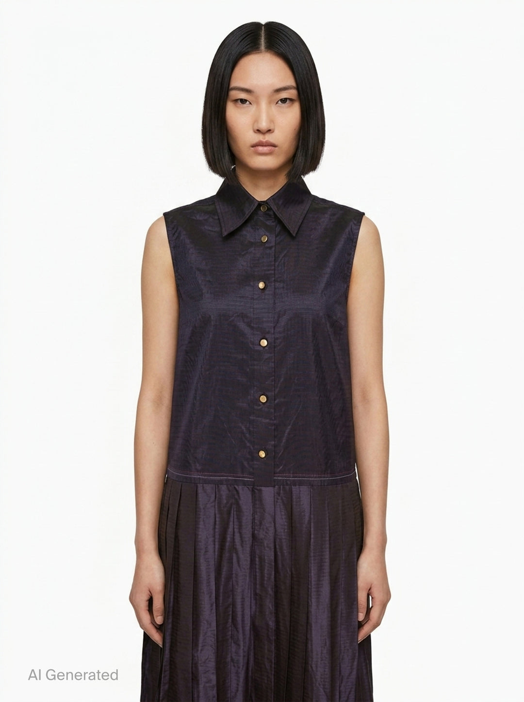 Sleeveless Pleated Bottom Shirtdress | Thom Browne | Club21 - front