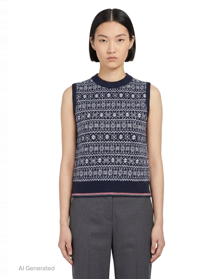 Snowflake Fair Isle Knit Vest | Thom Browne | Club21 - front