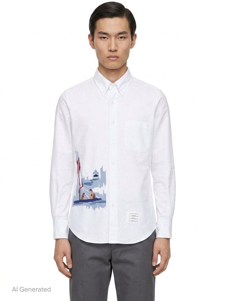 Straight Fit Long Sleeve Shirt | Thom Browne | Club21 - front