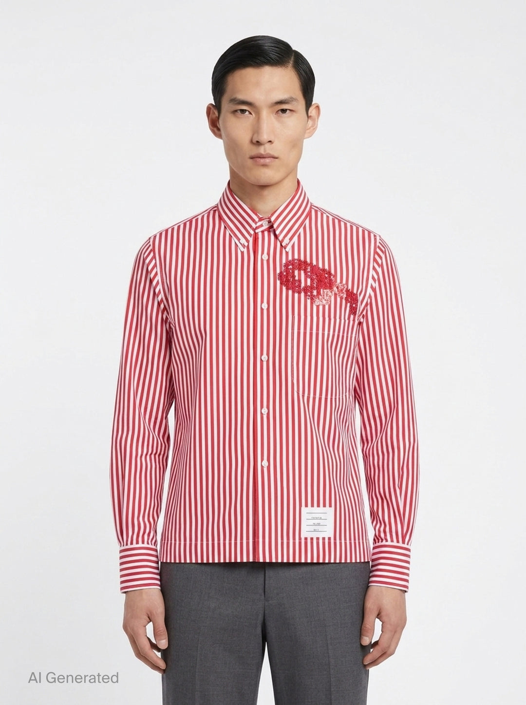 Straight Fit Long Sleeve Striped Shirt | Thom Browne | Club21 - front