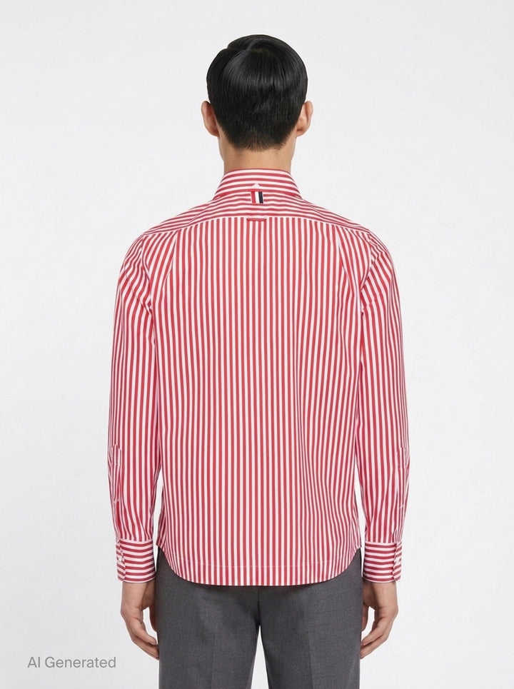 Straight Fit Long Sleeve Striped Shirt | Thom Browne | Club21 - back