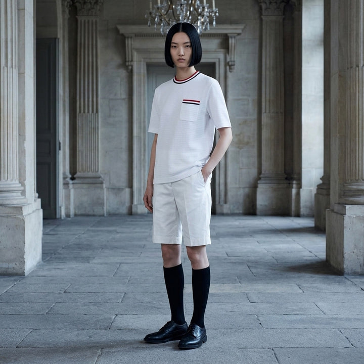 Stripe Racking Stitch Short Sleeve Tee | Thom Browne | Club21 - lifestyle