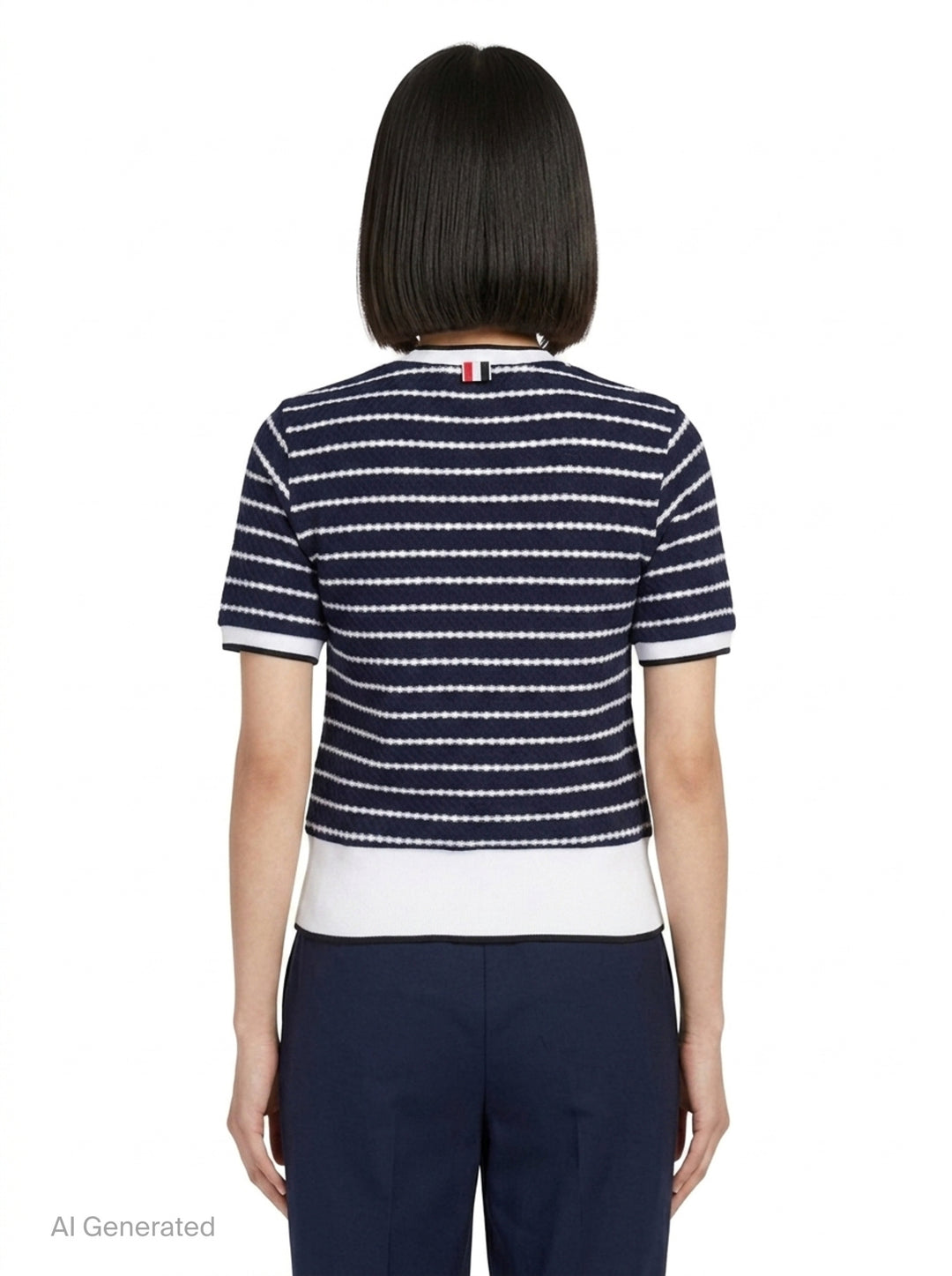 Stripe Short Sleeve Rib Tee | Thom Browne | Club21 - back