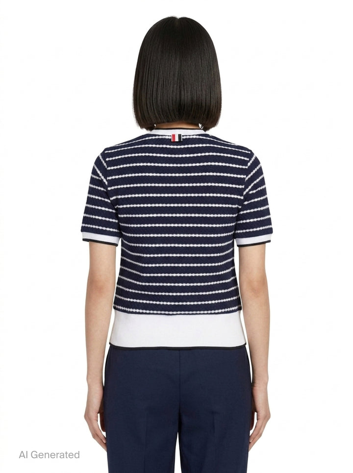 Stripe Short Sleeve Rib Tee | Thom Browne | Club21 - back