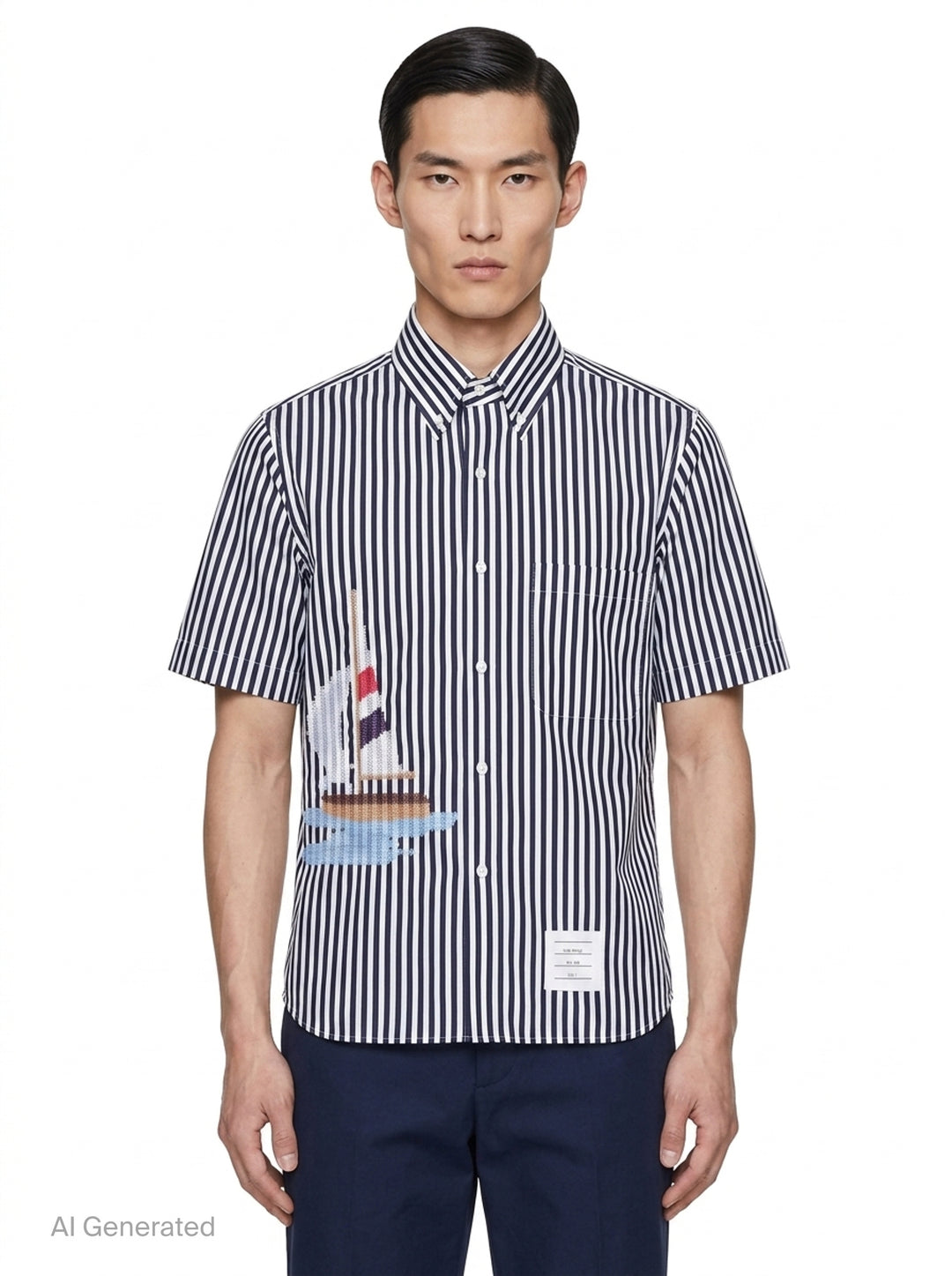 Striped Short Sleeve Shirt | Thom Browne | Club21 - front