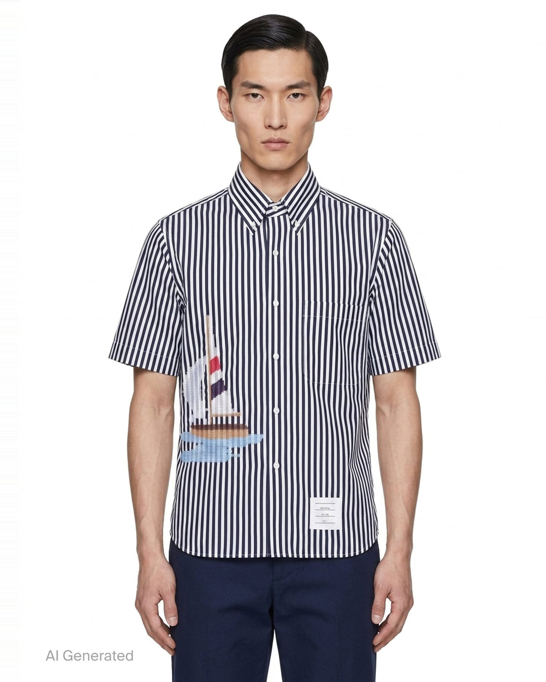 Striped Short Sleeve Shirt | Thom Browne | Club21 - front