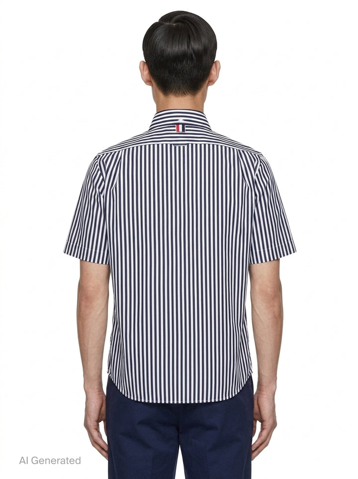 Striped Short Sleeve Shirt | Thom Browne | Club21 - back