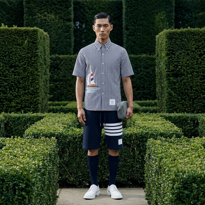 Striped Short Sleeve Shirt | Thom Browne | Club21 - lifestyle