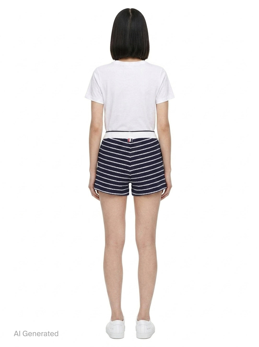 Striped Textured Honeycomb Shorts | Thom Browne | Club21 - back