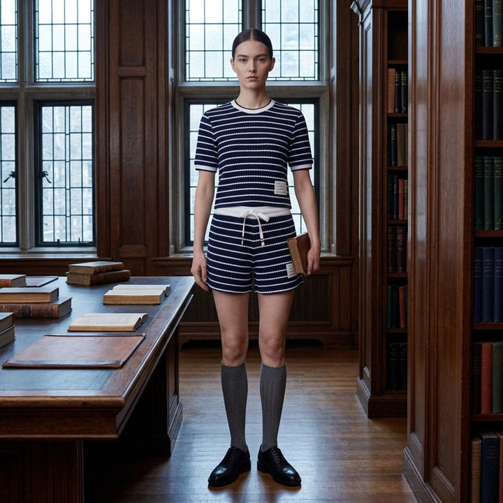 Striped Textured Honeycomb Shorts | Thom Browne | Club21 - lifestyle