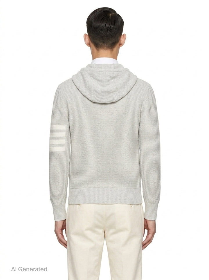 Textured Stitch Relaxed Fit Zip Hoodie | Thom Browne | Club21 - back