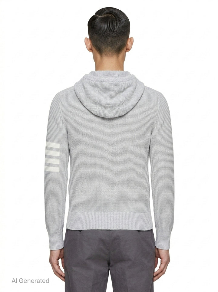Textured Stitch Relaxed Fit Zip Hoodie | Thom Browne | Club21 - back