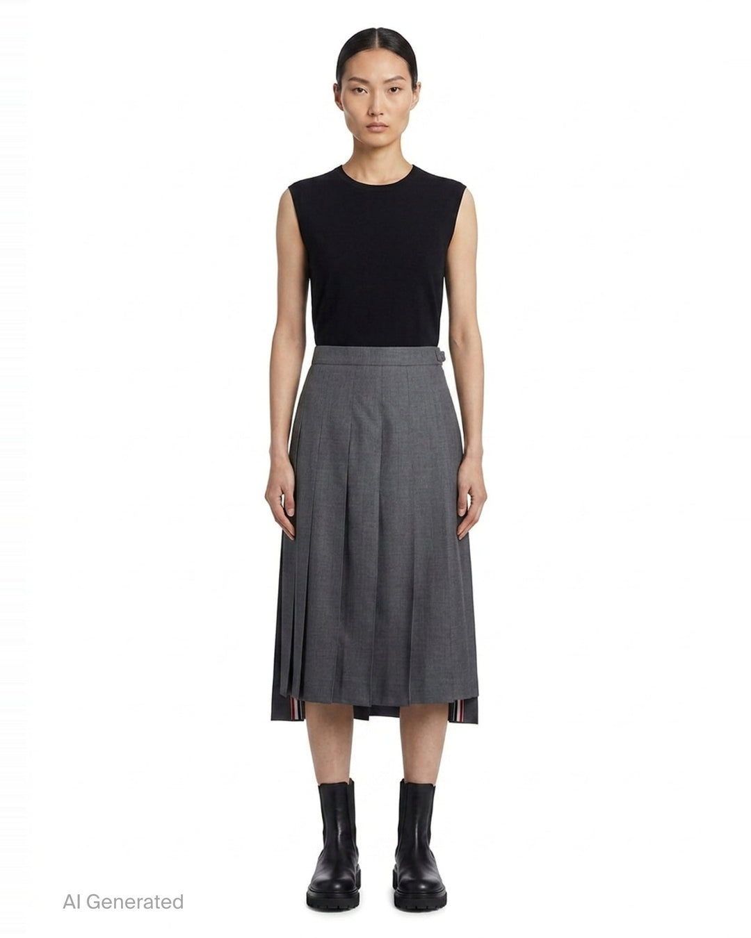 Twill Midi Pleated Skirt | Thom Browne | Club21 - front