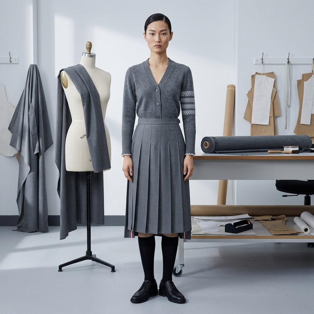 Twill Midi Pleated Skirt | Thom Browne | Club21 - lifestyle