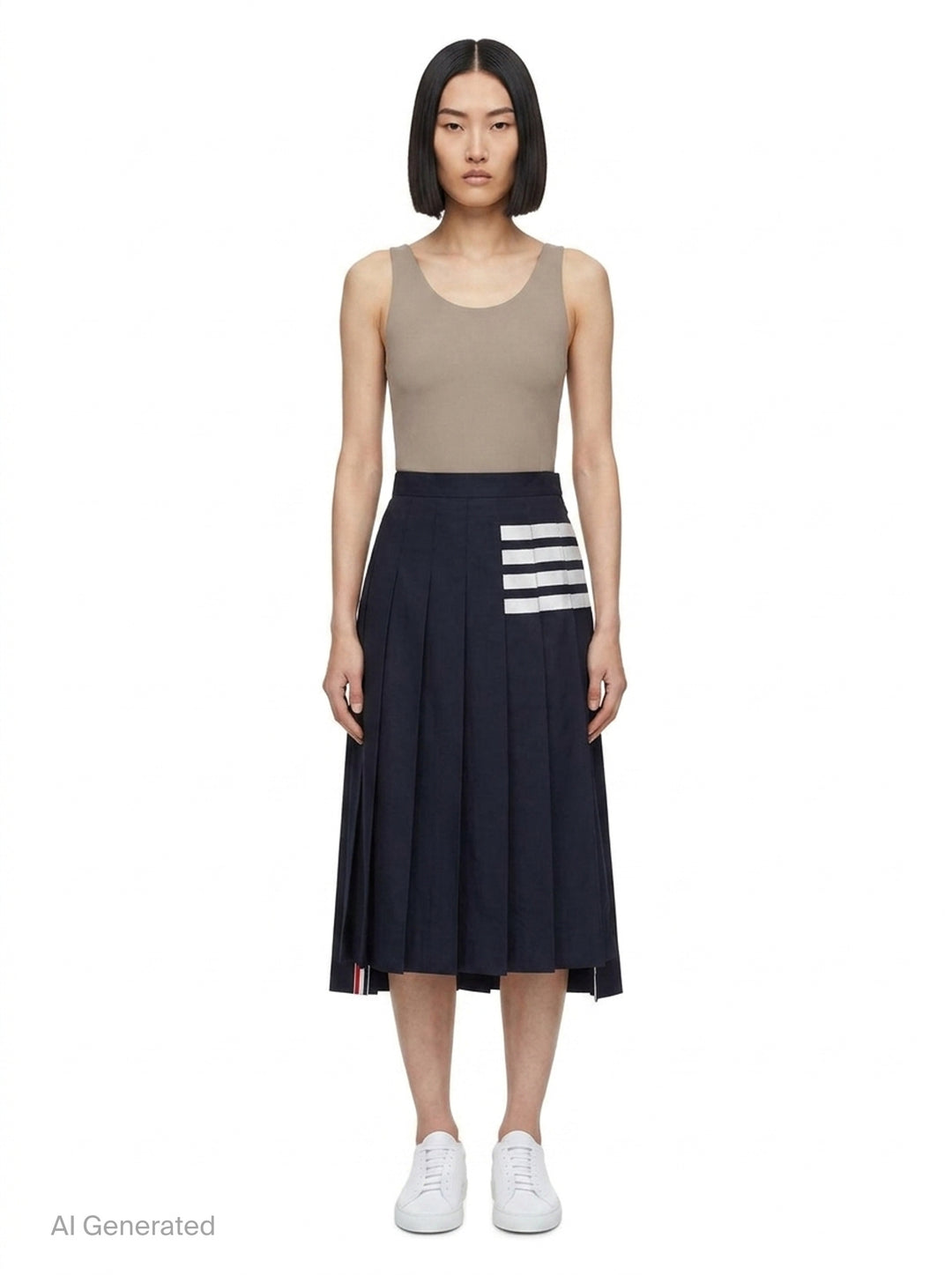 Twill Pleated Midi Skirt | Thom Browne | Club21 - front
