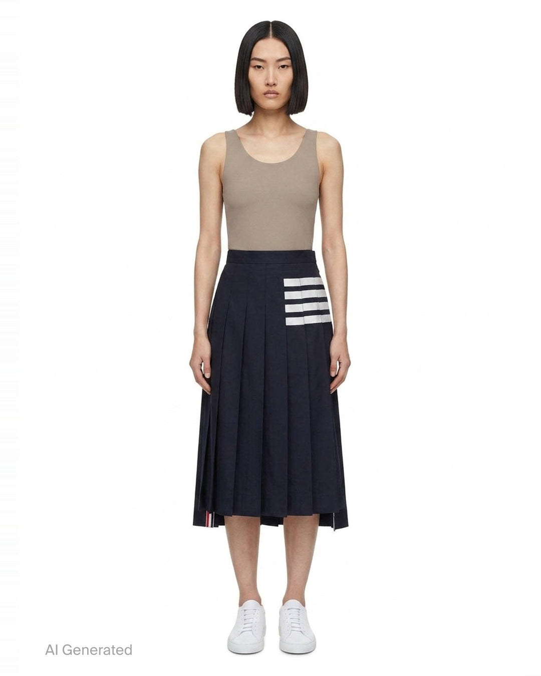 Twill Pleated Midi Skirt | Thom Browne | Club21 - front
