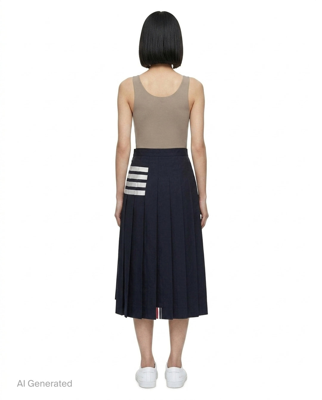 Twill Pleated Midi Skirt | Thom Browne | Club21 - back