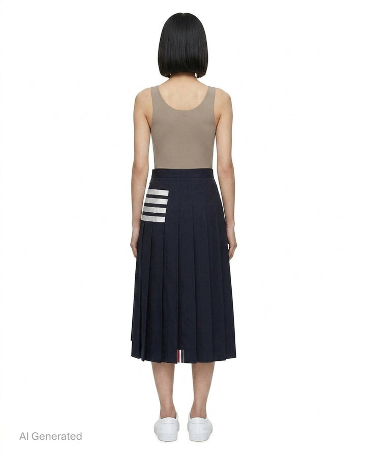 Twill Pleated Midi Skirt | Thom Browne | Club21 - back