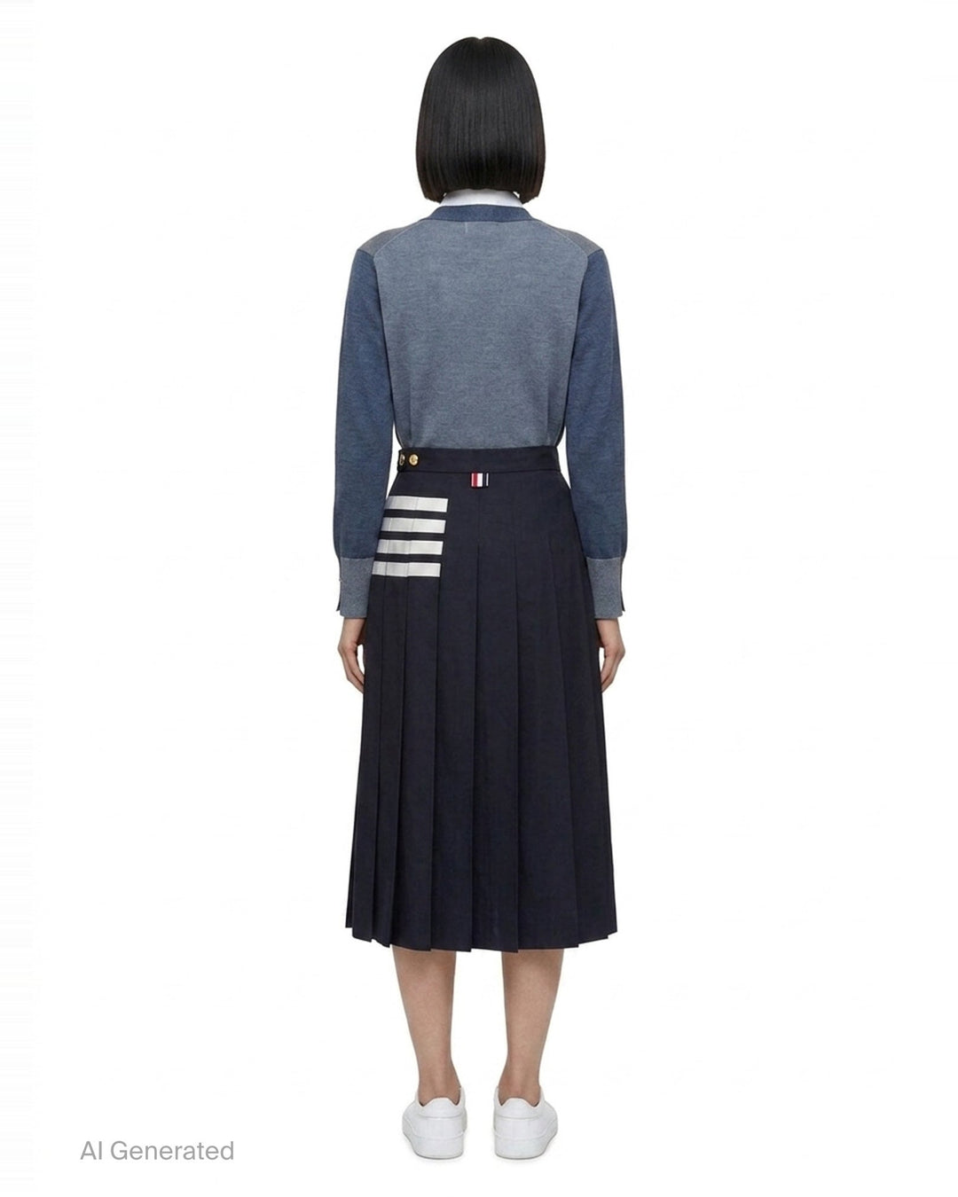 Twill Pleated Midi Skirt | Thom Browne | Club21 - back