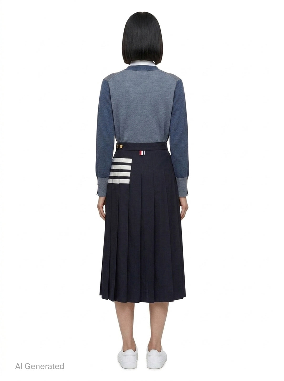 Twill Pleated Midi Skirt | Thom Browne | Club21 - back