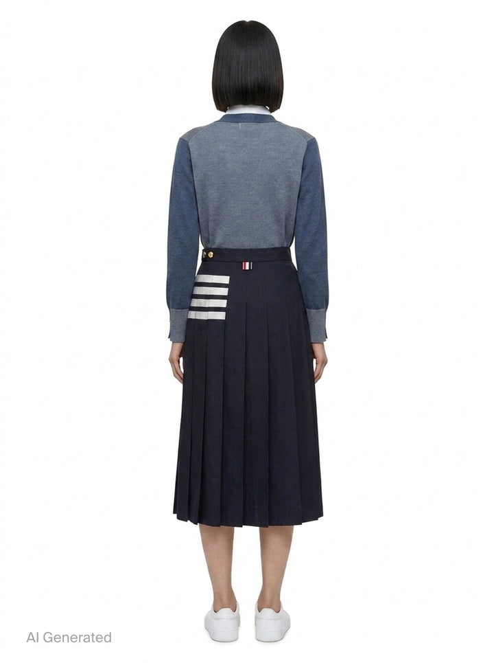 Twill Pleated Midi Skirt | Thom Browne | Club21 - back