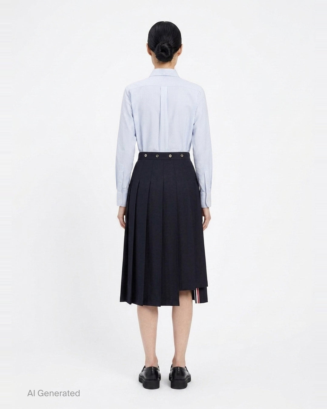 Twill Pleated Midi Skirt | Thom Browne | Club21 - back