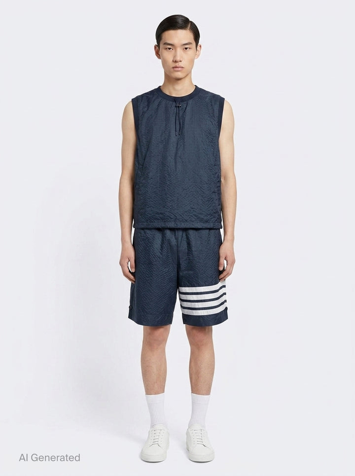 Ultralight Ripstop 4-Bar Mid Thigh Shorts | Thom Browne | Club21 - front