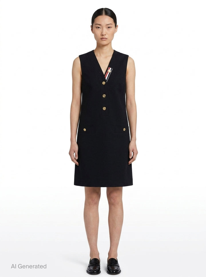 V-Neck Cardigan Dress | Thom Browne | Club21 - front