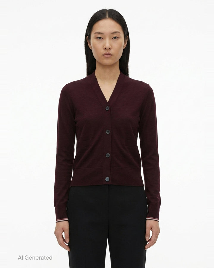 V-Neck Tipping Cardigan | Thom Browne | Club21 - front