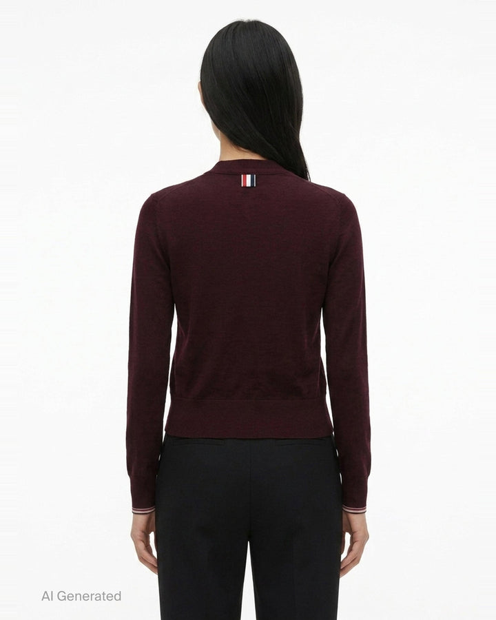 V-Neck Tipping Cardigan | Thom Browne | Club21 - back