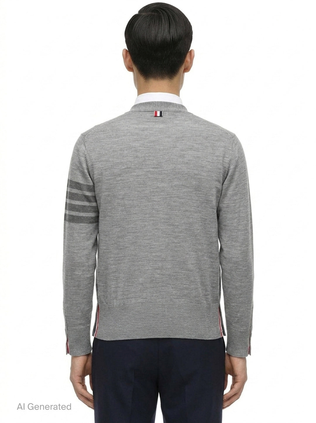 Wool 4-Bar V-Neck Cardigan | Thom Browne | Club21 - back