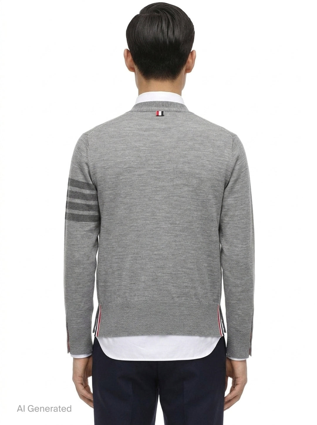 Wool 4-Bar V-Neck Cardigan | Thom Browne | Club21 - back