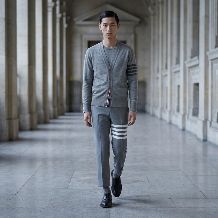 Wool 4-Bar V-Neck Cardigan | Thom Browne | Club21 - lifestyle