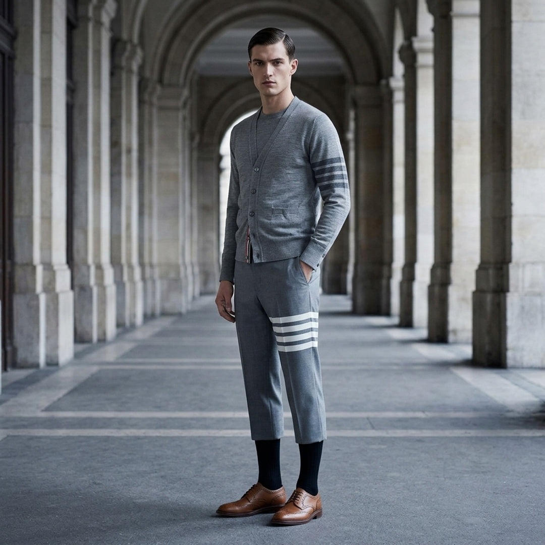 Wool 4-Bar V-Neck Cardigan | Thom Browne | Club21 - lifestyle