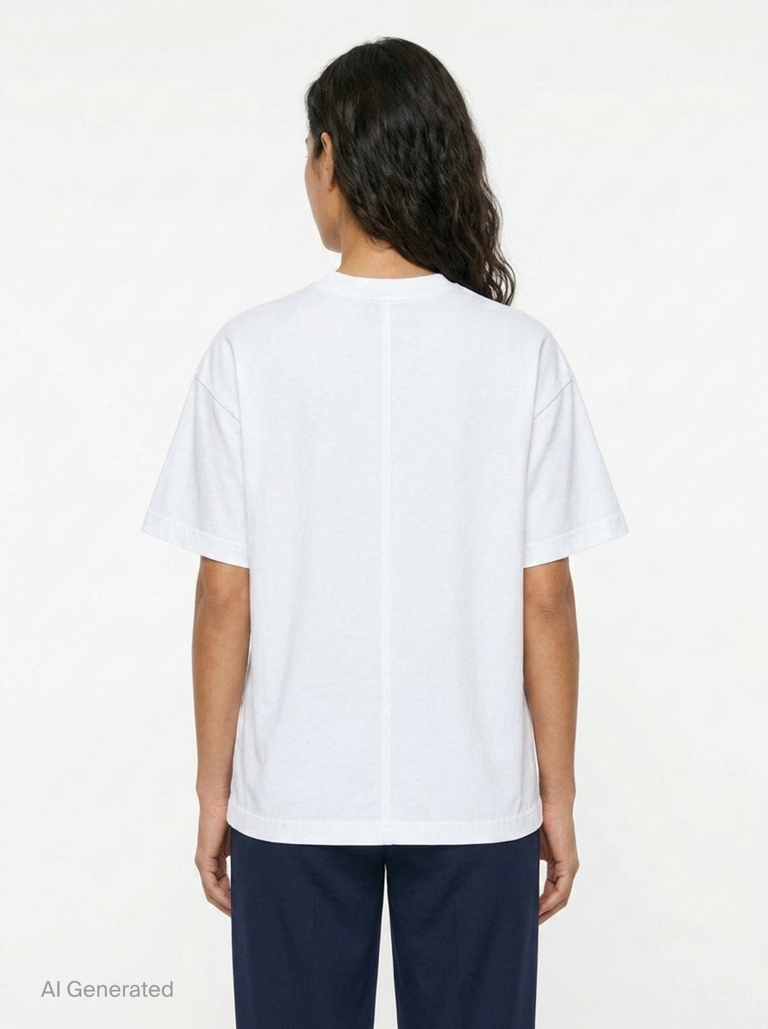 Totême Slouch Waist Jersey Top in white, featuring an oversized dropped-shoulder silhouette, centre-front seam, crew neckline, and short sleeves with folded cuffs, photographed flat on a white background - back