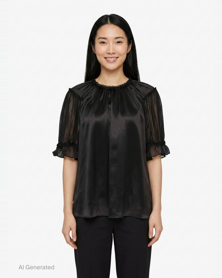 Alina Short Sleeve Silk Top | Ulla Johnson | Club21 - front