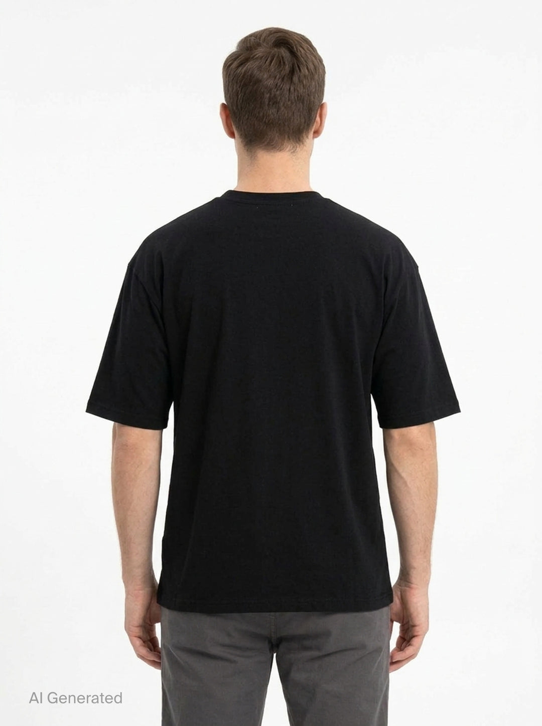 Undercover Bear Print Tee in black, featuring an oversized collage-style multicolour teddy bear graphic on the chest, laid flat on a white background - back