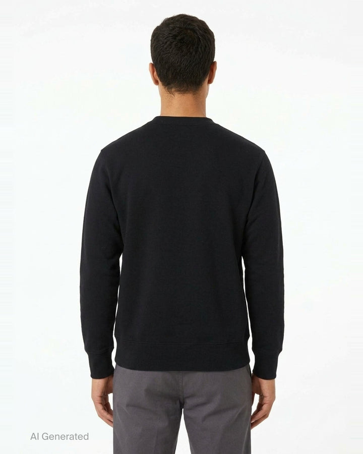 Undercover x Cindy Sherman black crewneck sweatshirt with a monochrome photographic print of a woman and mirrored Undercover logo on the chest - back