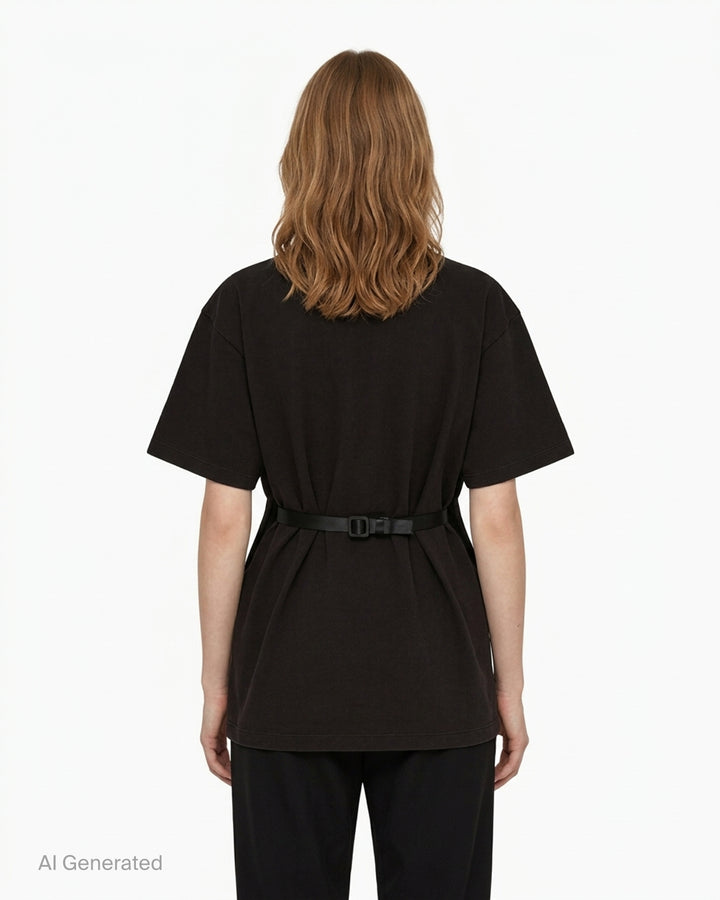 Vaquera All Eyes On Me washed black oversized T-shirt with white stiletto heel graphic and slogan print - back